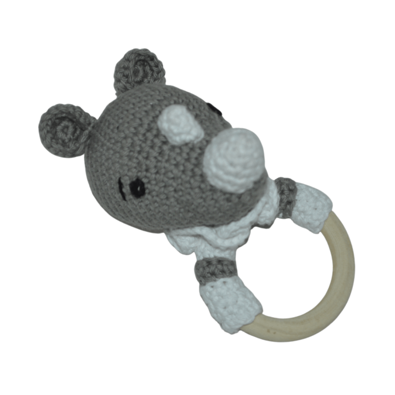 Sistra Rattle Cute Rhino Crochet Teether/Rattle | My Sister & i