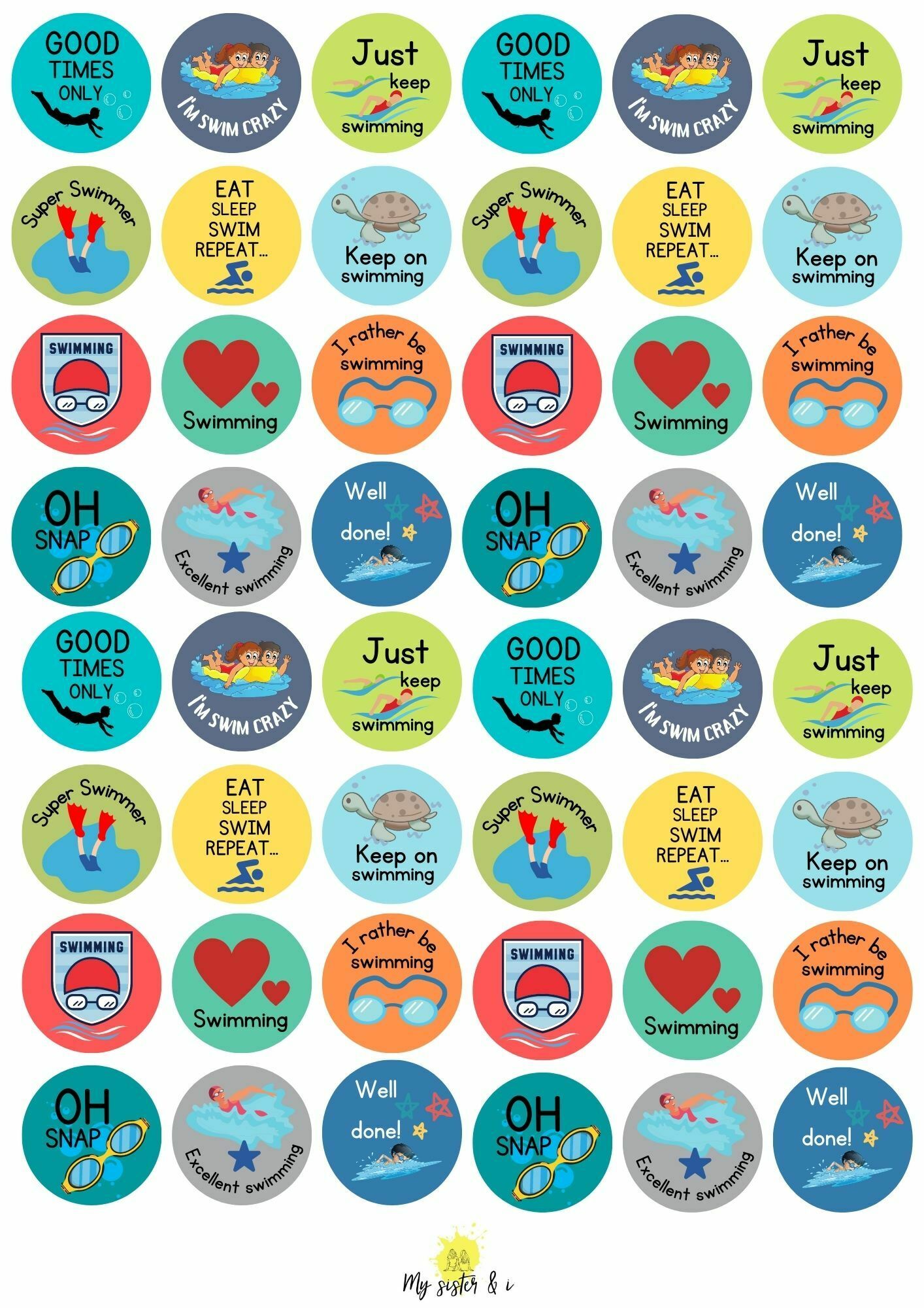 Swim stickers theme 1