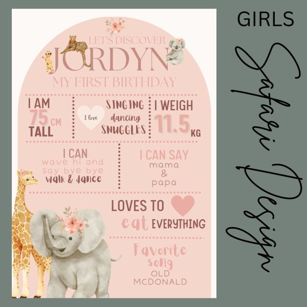 Safari (girls) Milestone Board