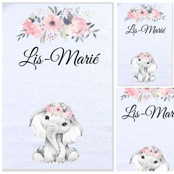 Girly Elephant Burp Cloth