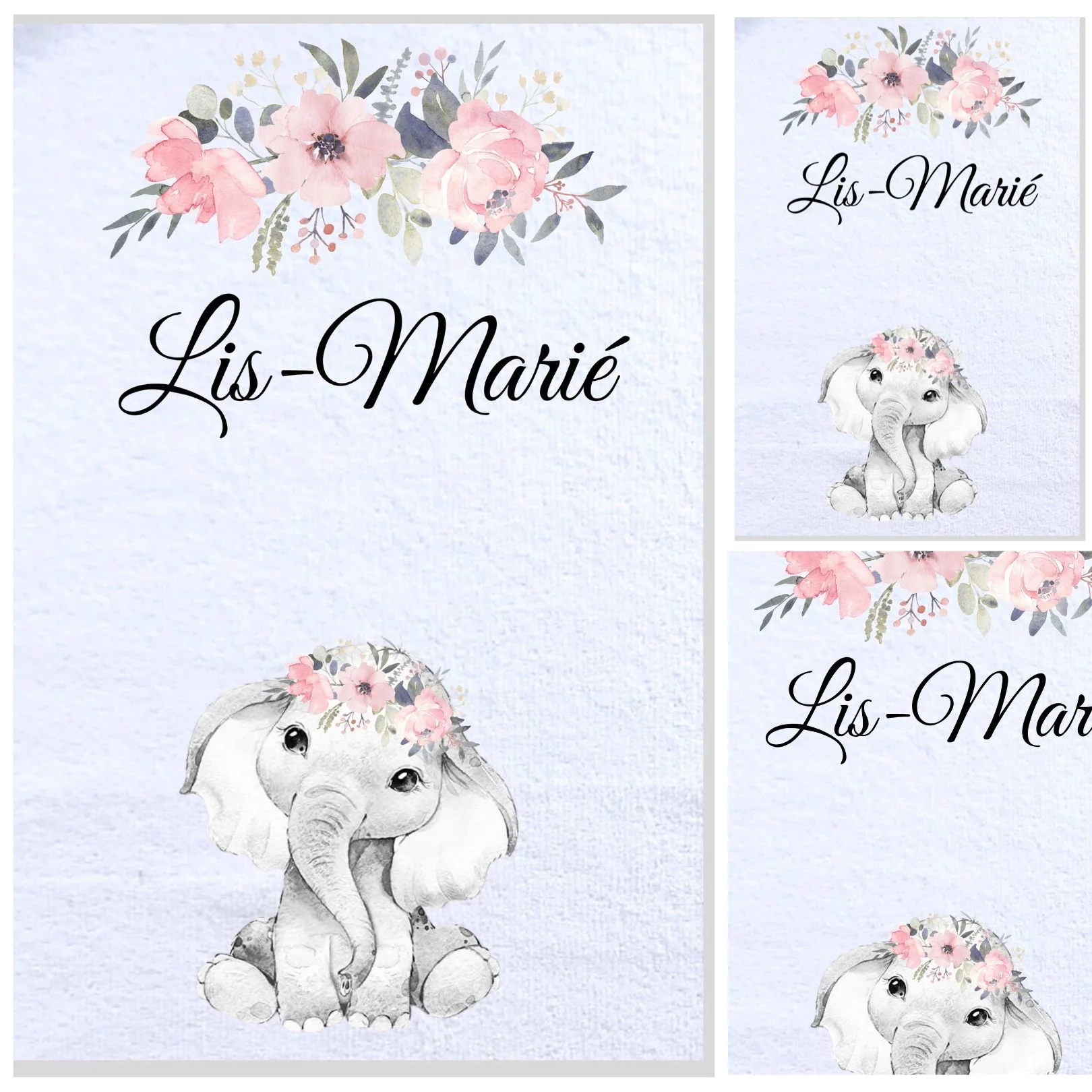 Girly Elephant Burp Cloth