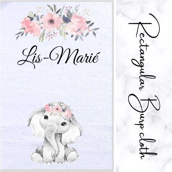 Girly Elephant Burp Cloth