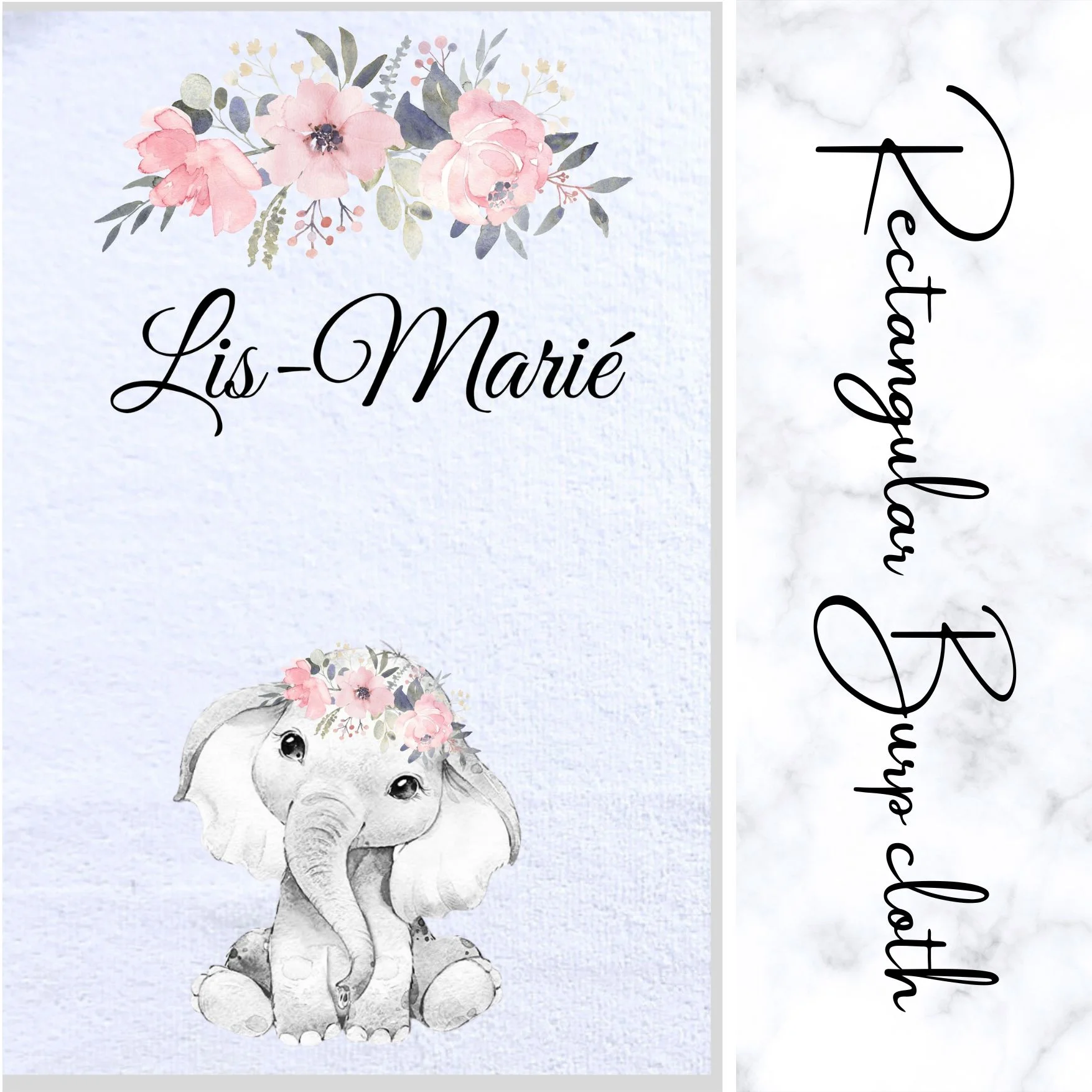 Girly Elephant Burp Cloth