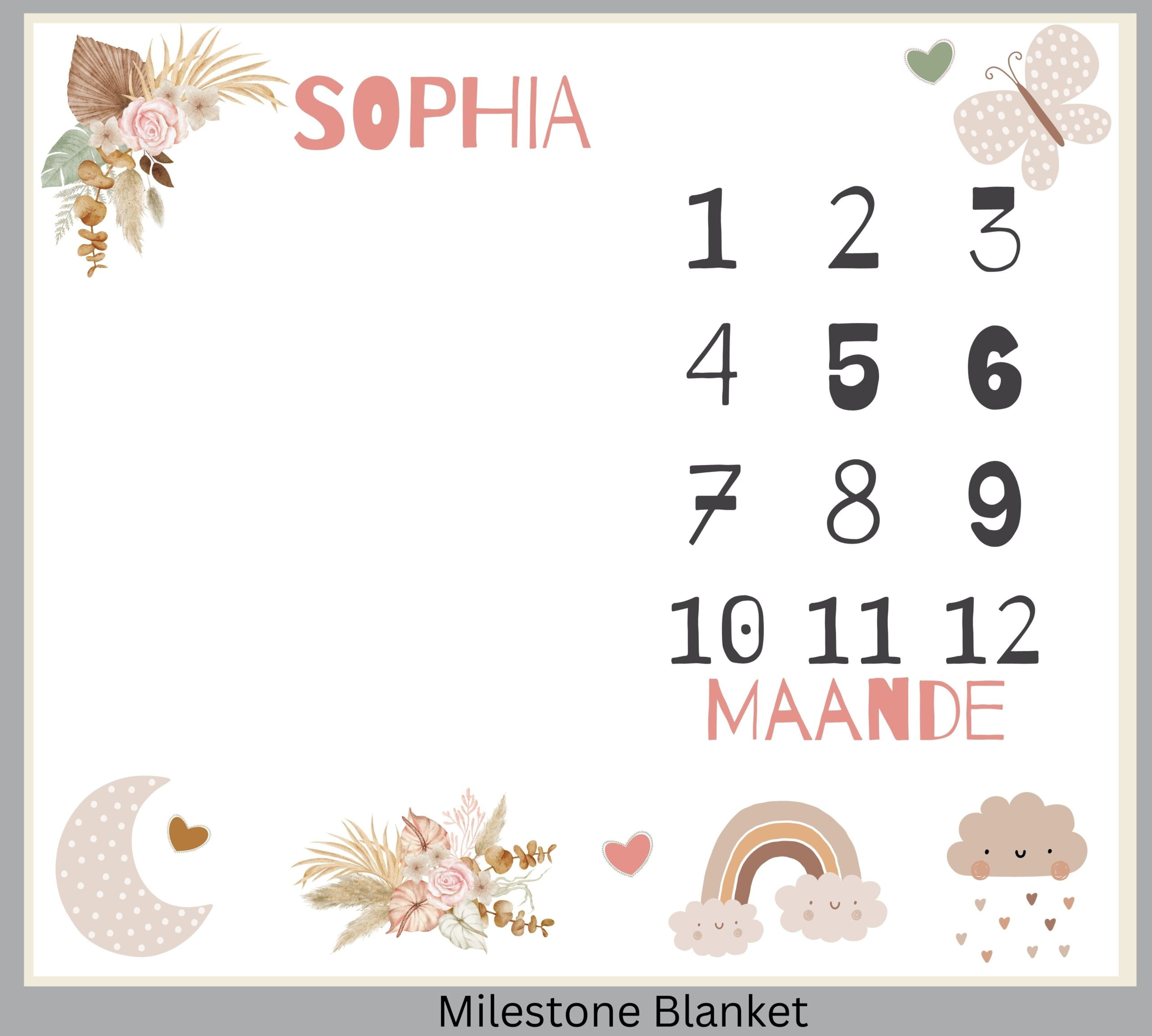Boho Girly Milestone Blanket