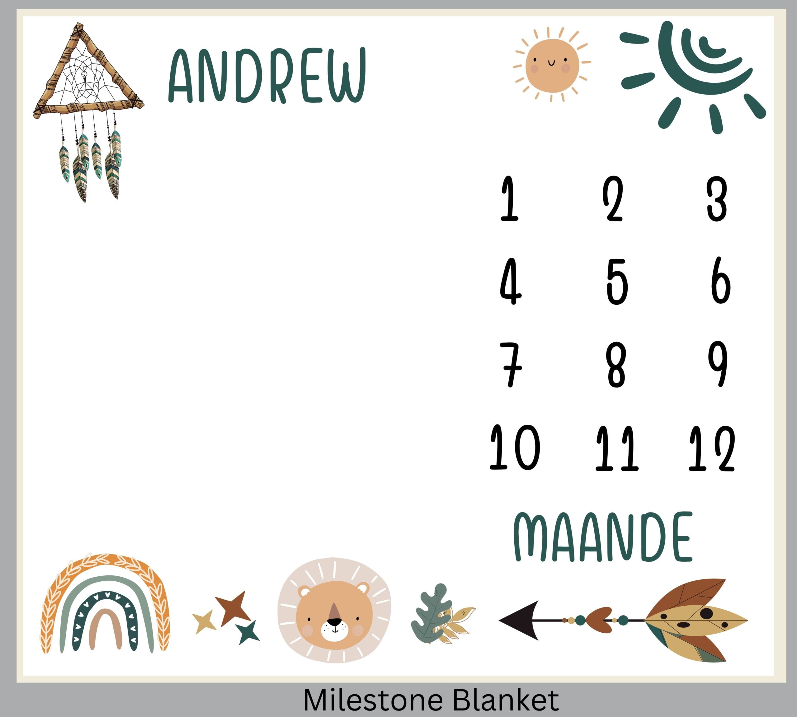 Boho Boys Milestone Blanket