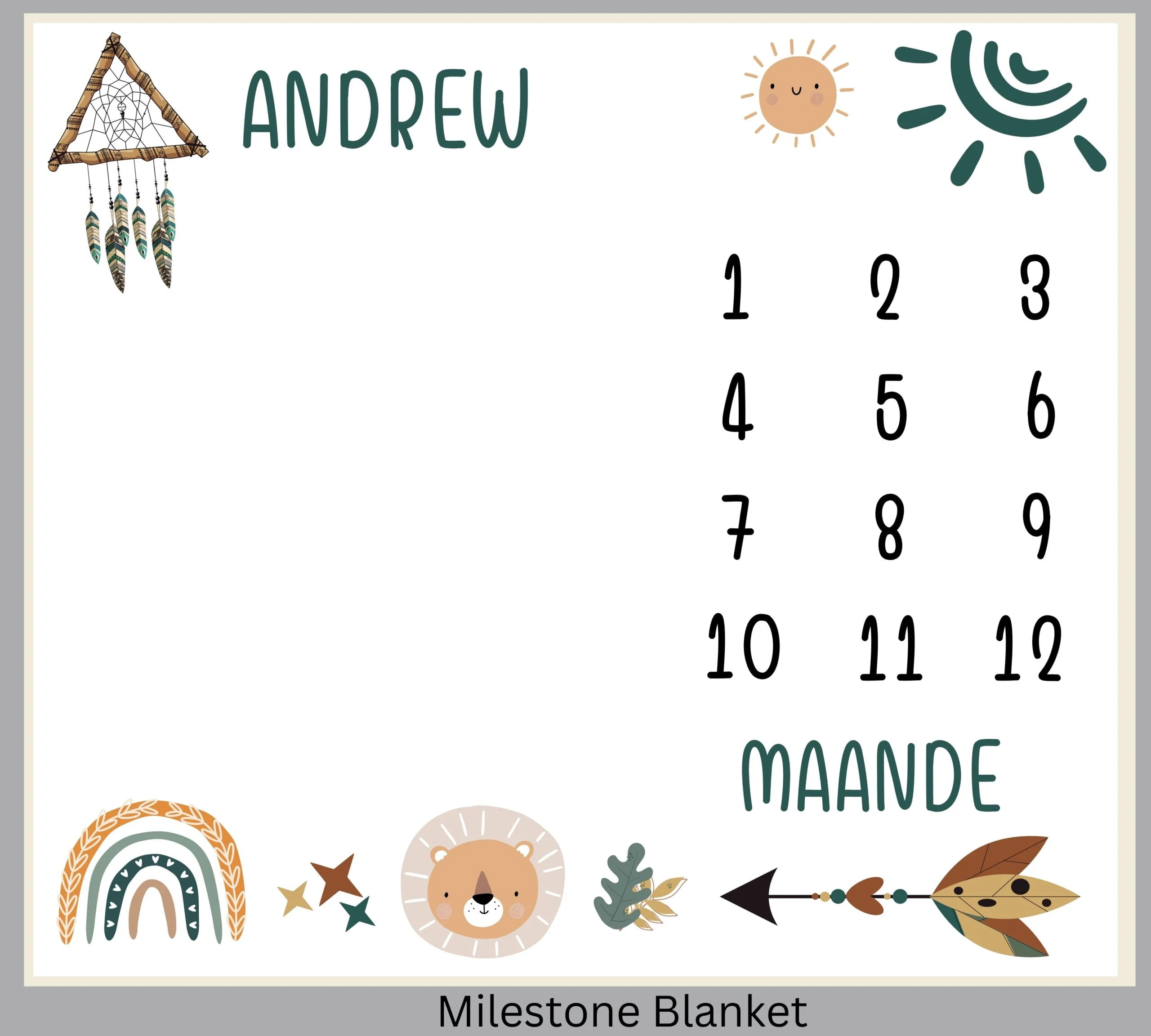 Boho Boys Milestone Blanket