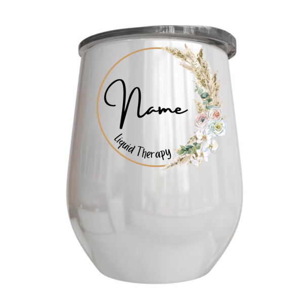 Boho Flower Name Wine Tumbler | Personalised Printed