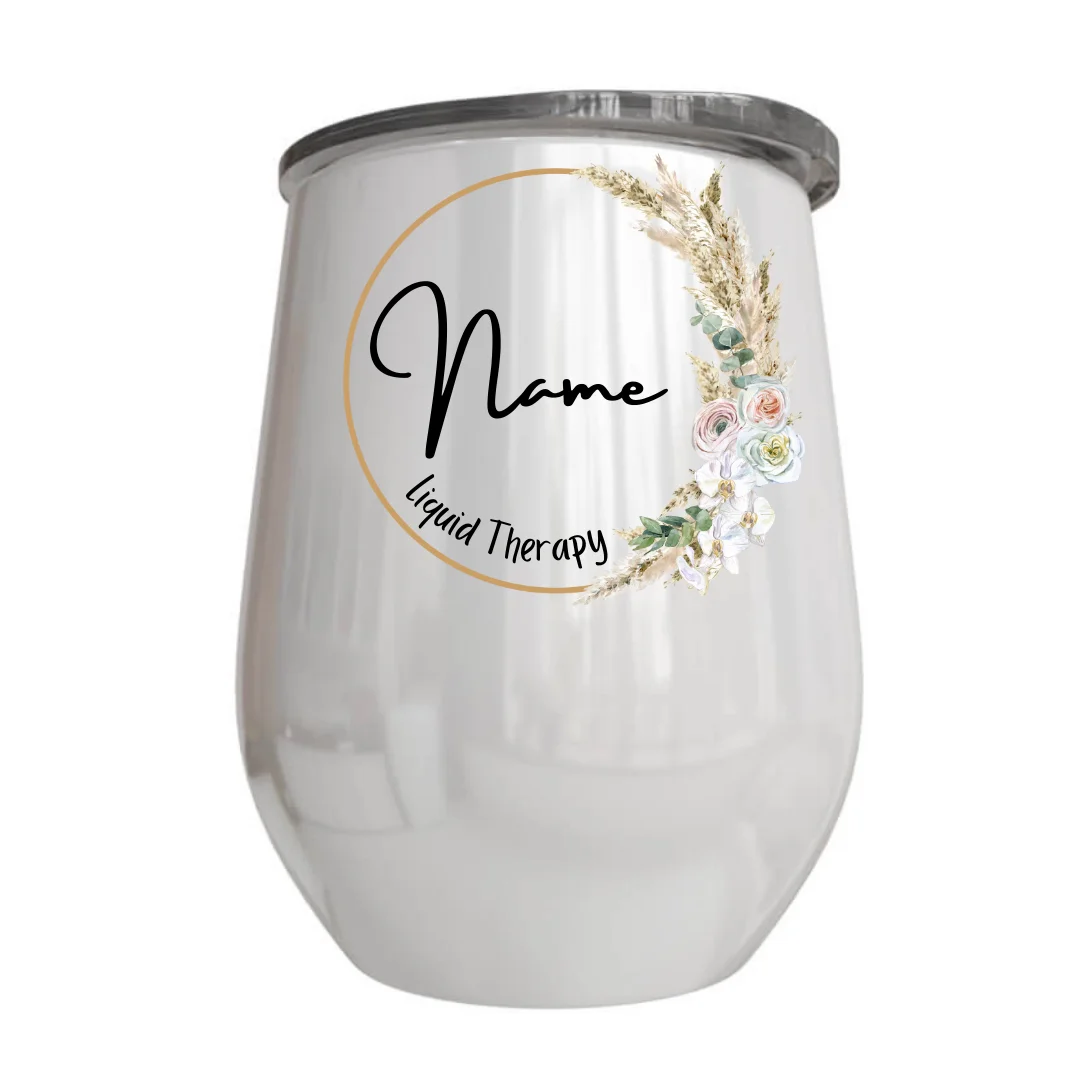Boho Flower Name Wine Tumbler | Personalised Printed