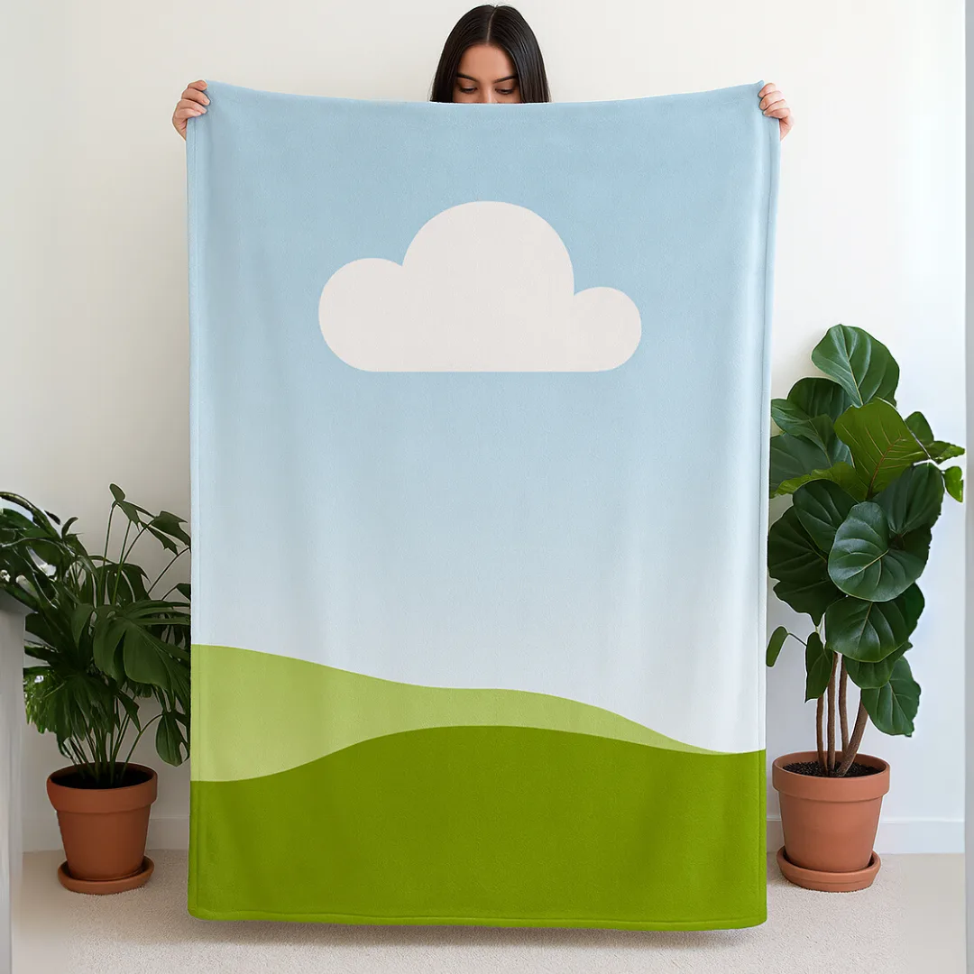 White Full Print Fleece Blanket