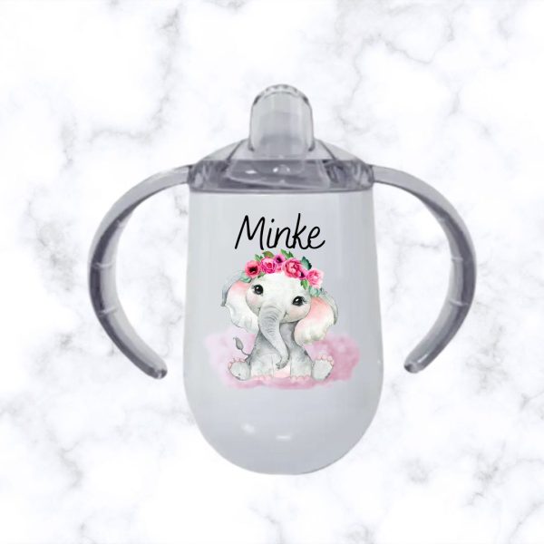 Girly Elephant Baby Sippy Cup Egg-Shaped