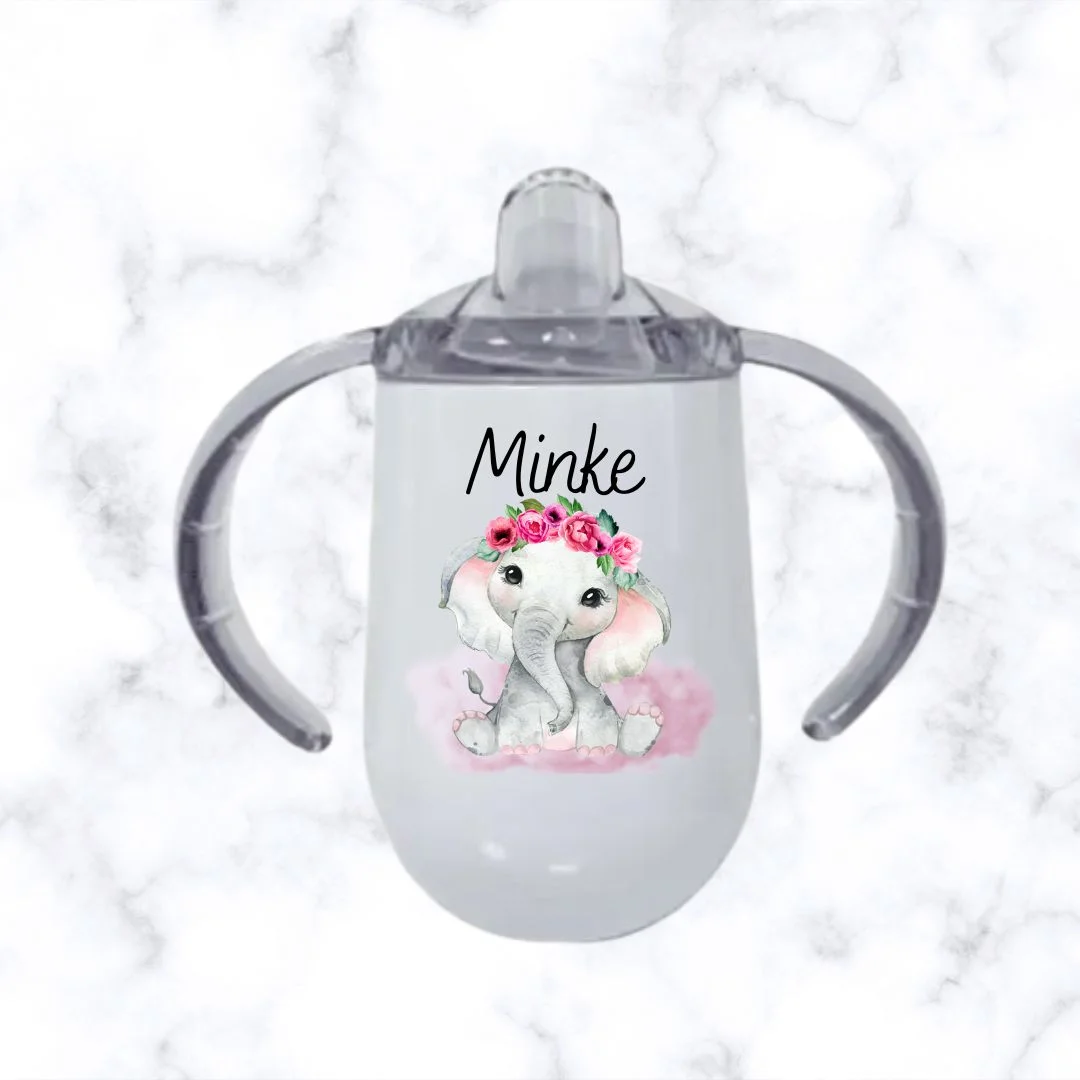 Girly Elephant Baby Sippy Cup Egg-Shaped