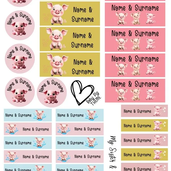 Stationery stickers - Baby Pig Theme