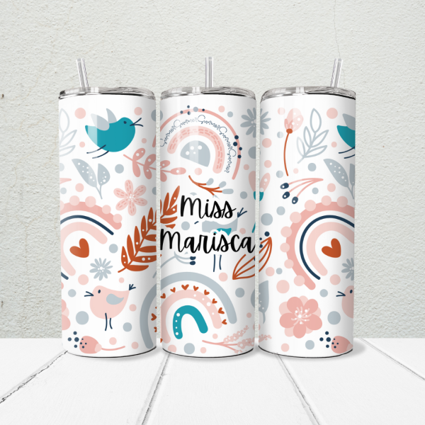 Alternative view of Birdy Teacher 20oz Skinny Tumbler | Personalised Printed