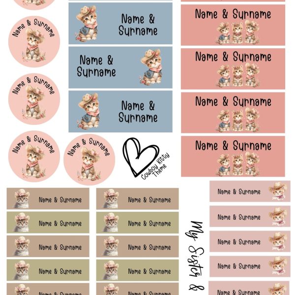 Cowboy Kitty Stationary Stickers