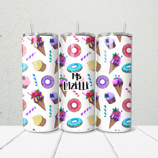 Alternative view of Donut Teacher 20oz Skinny Tumbler | Personalised Printed