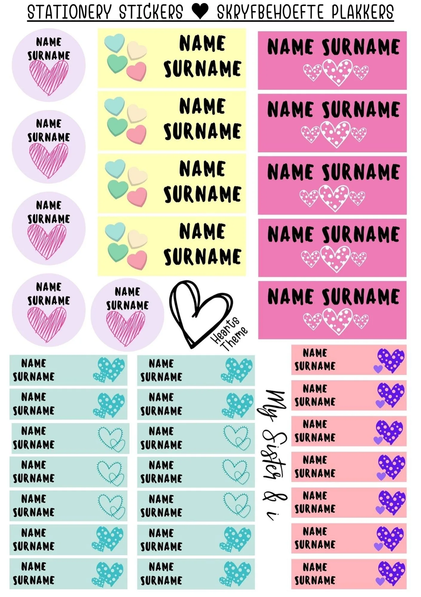 Hearts Stationary Sticker Pack
