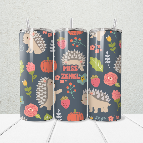 Alternative view of Hedgehog Teacher 20oz Skinny Tumbler | Personalised Printed