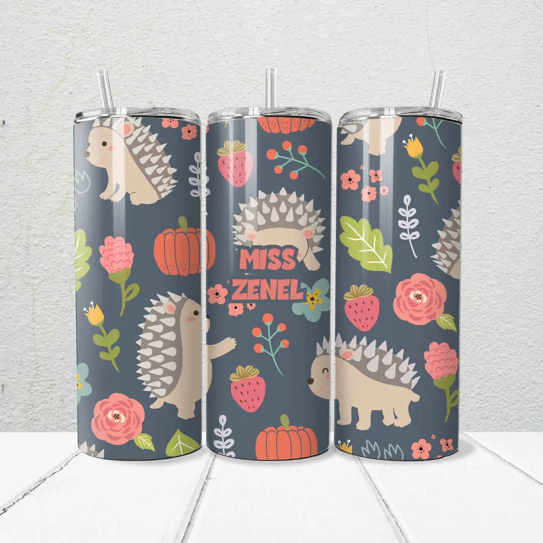 Alternative view of Hedgehog Teacher 20oz Skinny Tumbler | Personalised Printed