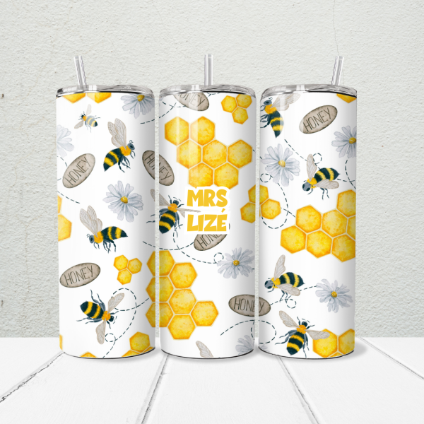 Alternative view of Honey Bee Teacher 20oz Skinny Tumbler | Personalised Printed