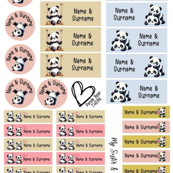 Panda Bear Stationary Stickers
