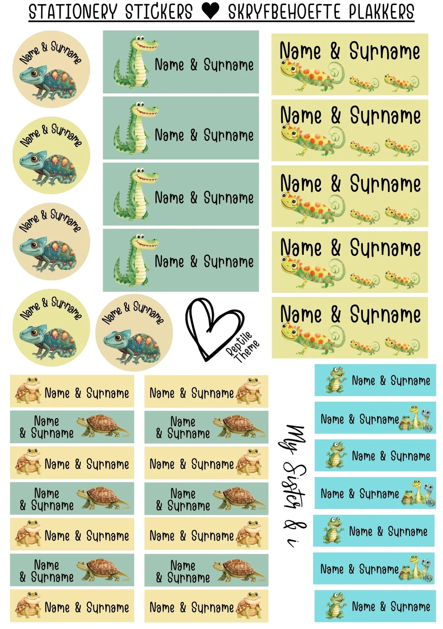 Reptiles Theme Stationary Stickers