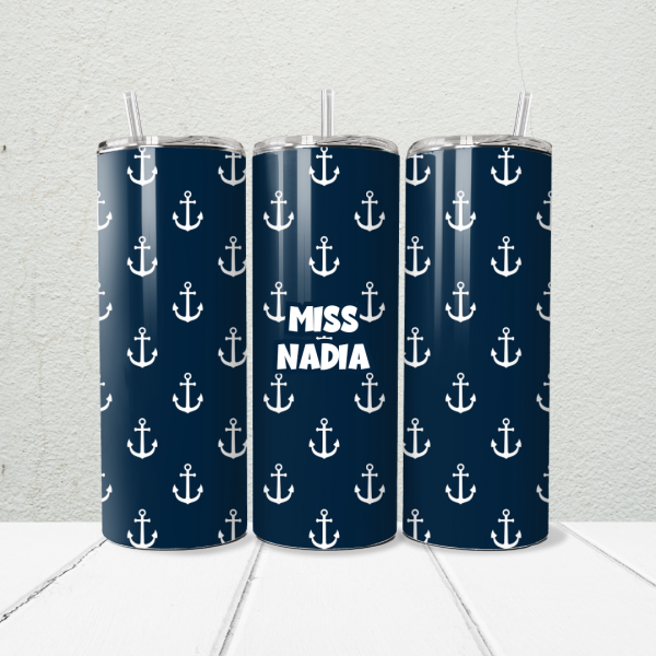 Alternative view of Sailor Teacher 20oz Skinny Tumbler | Personalised Printed