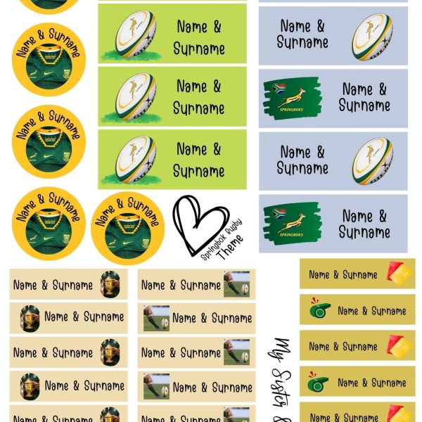 Springbok Rugby Stationary Stickers