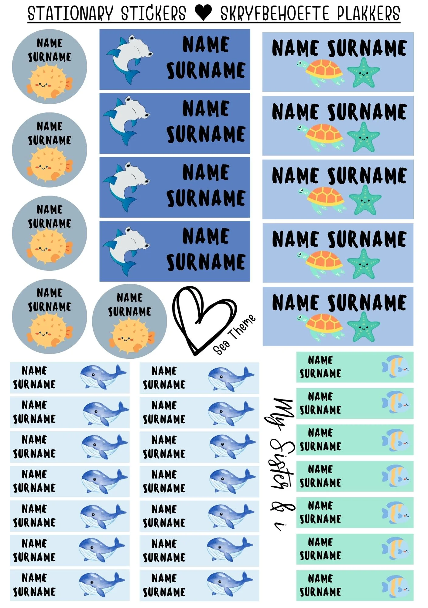 Stationary stickers - Sea