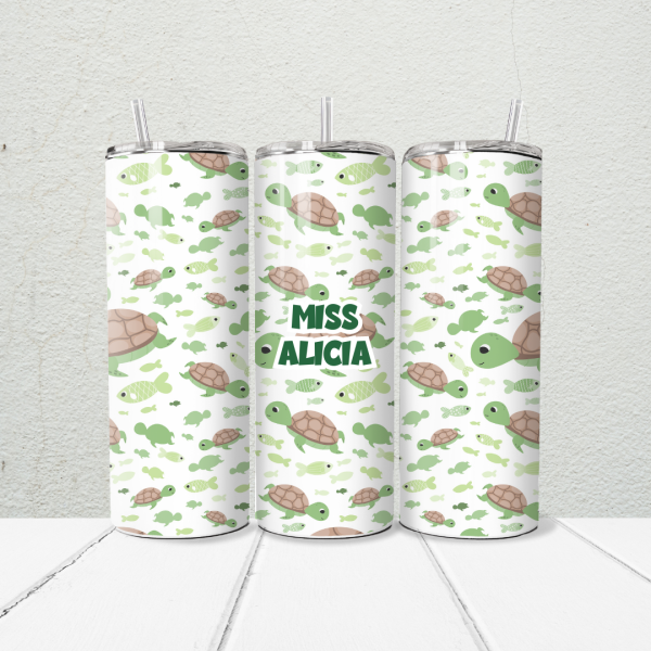 Alternative view of Turtle Teacher 20oz Skinny Tumbler | Personalised Printed