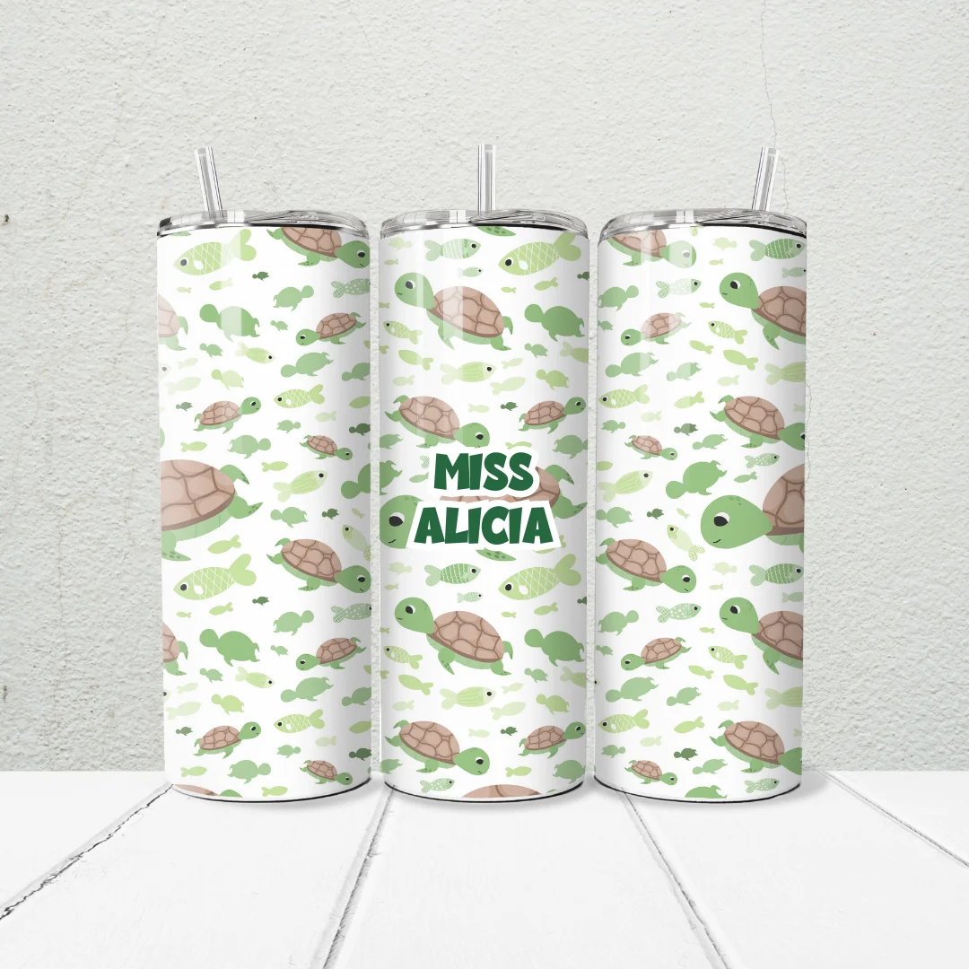 Alternative view of Turtle Teacher 20oz Skinny Tumbler | Personalised Printed