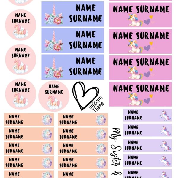 Unicorn Stationary Sticker Pack