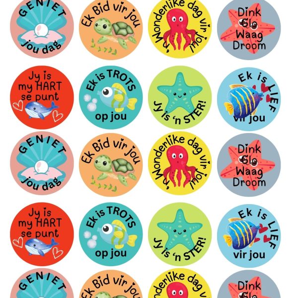Lunch Box Stickers Sea Theme