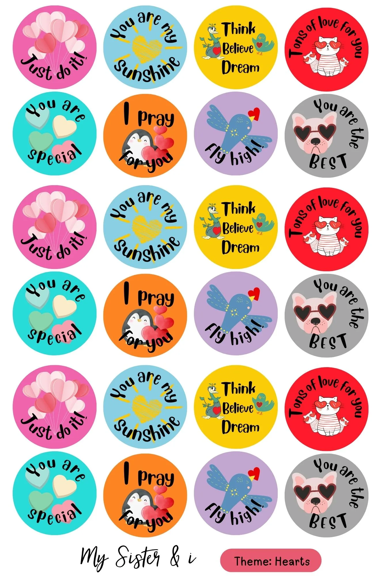 Lunch Box stickers - hearts