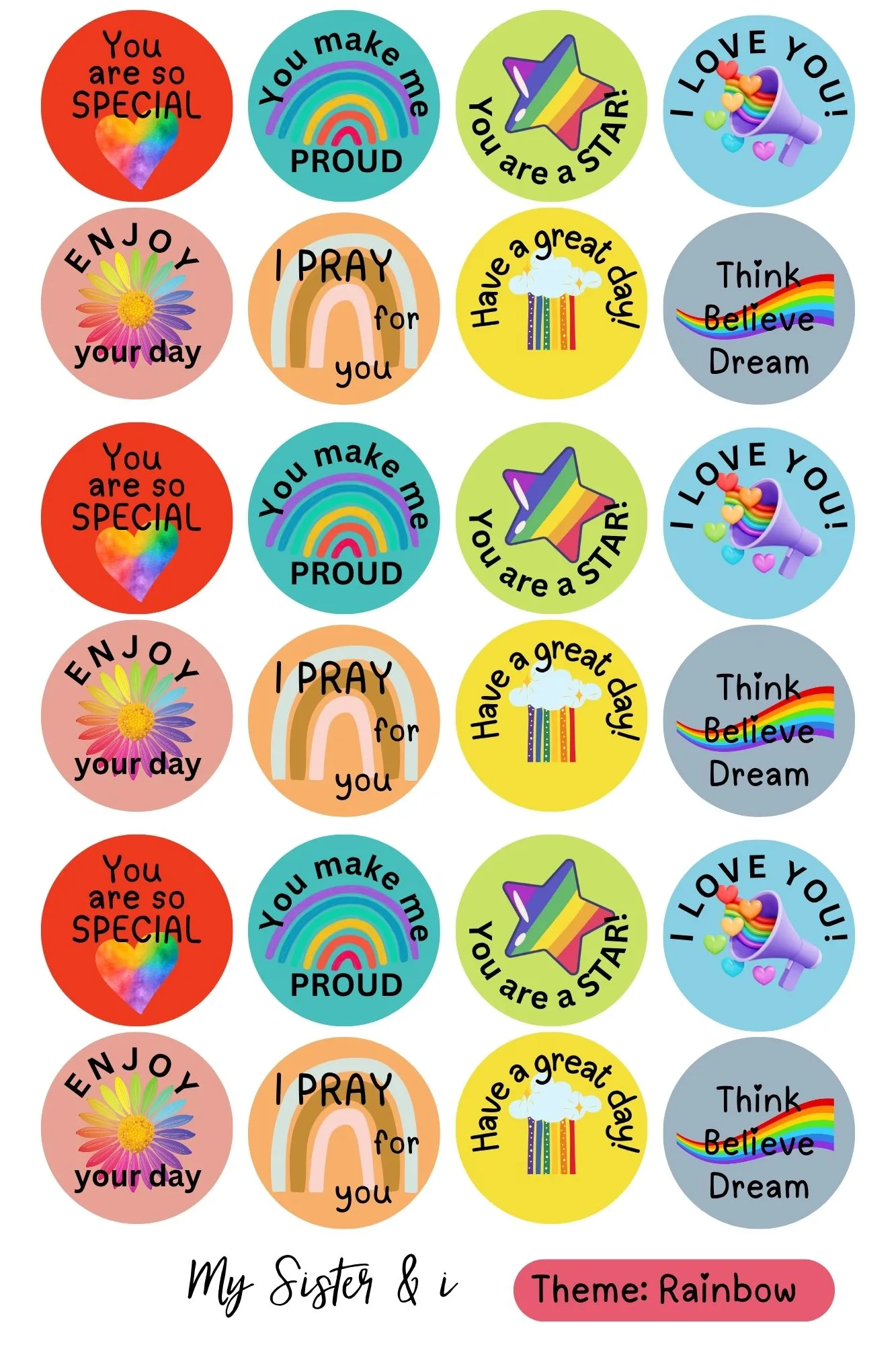 Lunch Box stickers - rainbow