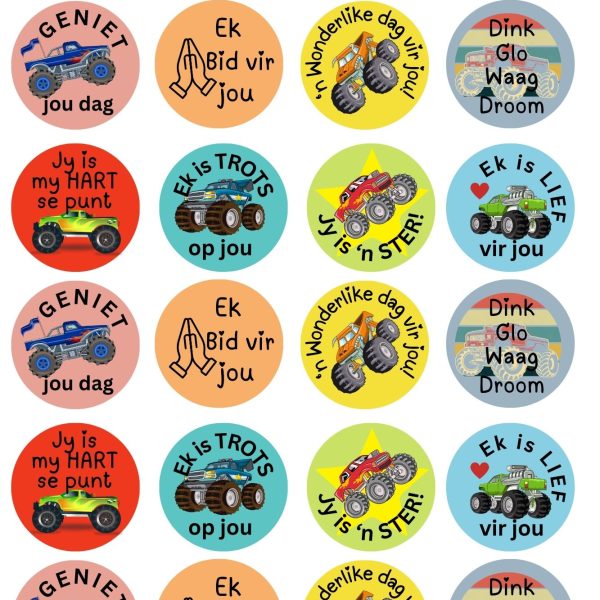 Monster Truck Stickers - Afrikaans