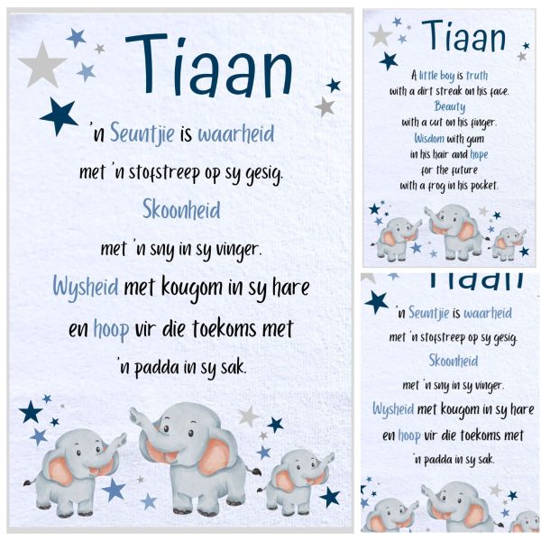 Burp Cloth Rectangular Elephant Theme