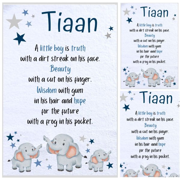 Burp Cloth Rectangular Elephant Theme