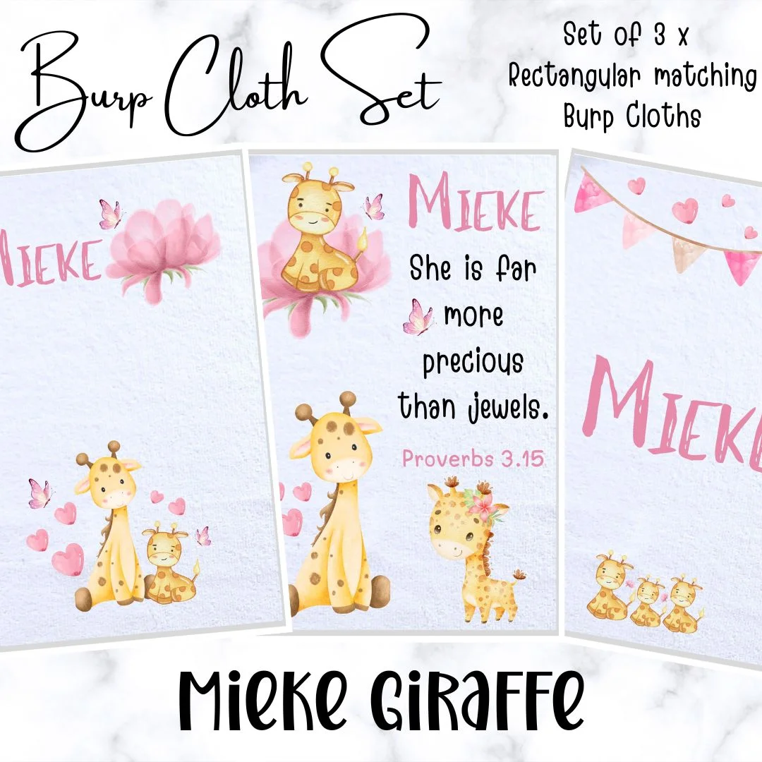 Mieke Giraffe Burp Cloth Set