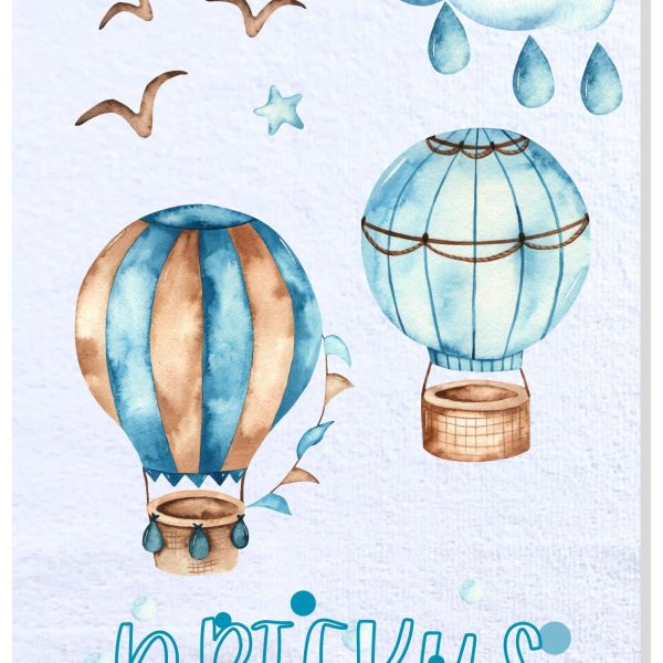 Blue Hot Air Balloons Burp Cloth Set