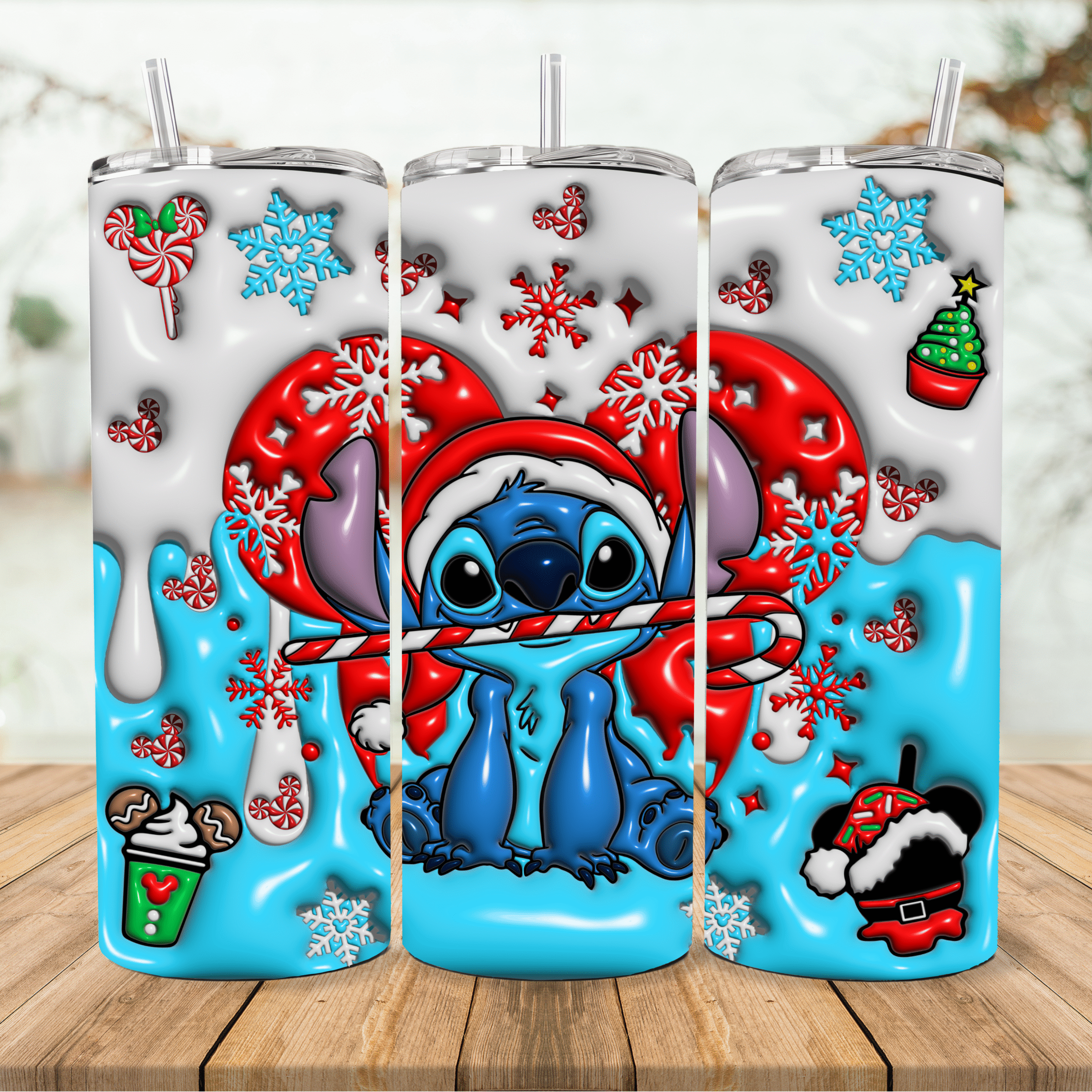 Stitch Candy Cane Skinny Tumbler