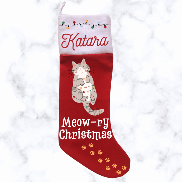 Christmas Cat Stocking - Red