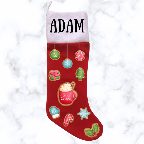 Christmas Cookies Stocking - Red