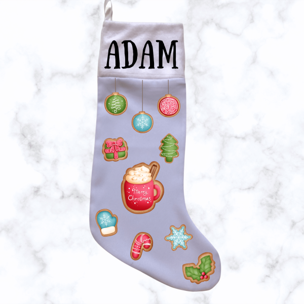 Christmas Cookies Stocking - White