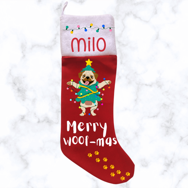 Christmas Dog Stocking - Red
