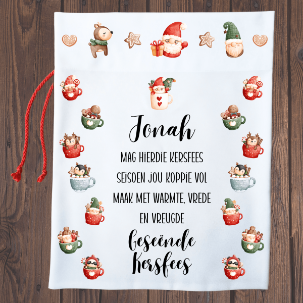 Fill Your Cup Christmas Sack Mockup Flat - Afr
