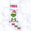 Pink Grinch Christmas Stocking - White