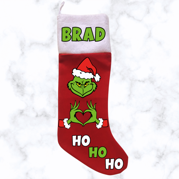 Red Grinch Christmas Stocking - Red