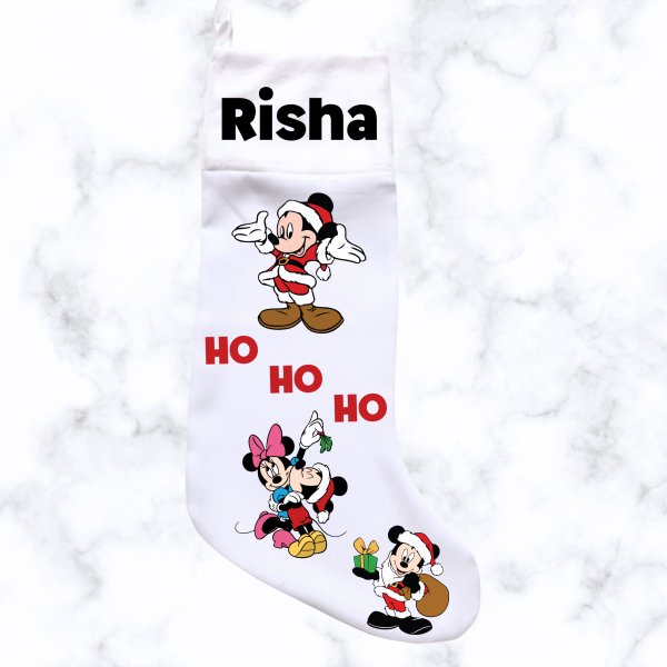 Santa Mickey Mouse Christmas Stocking - White