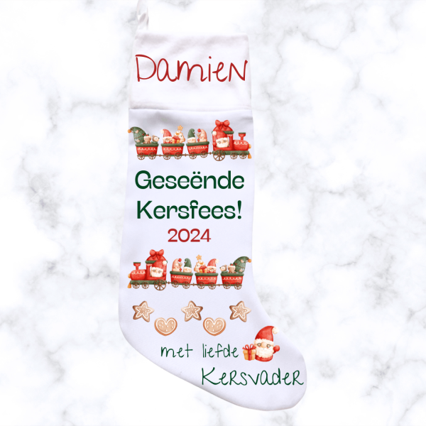 Santa's Train Christmas Stocking