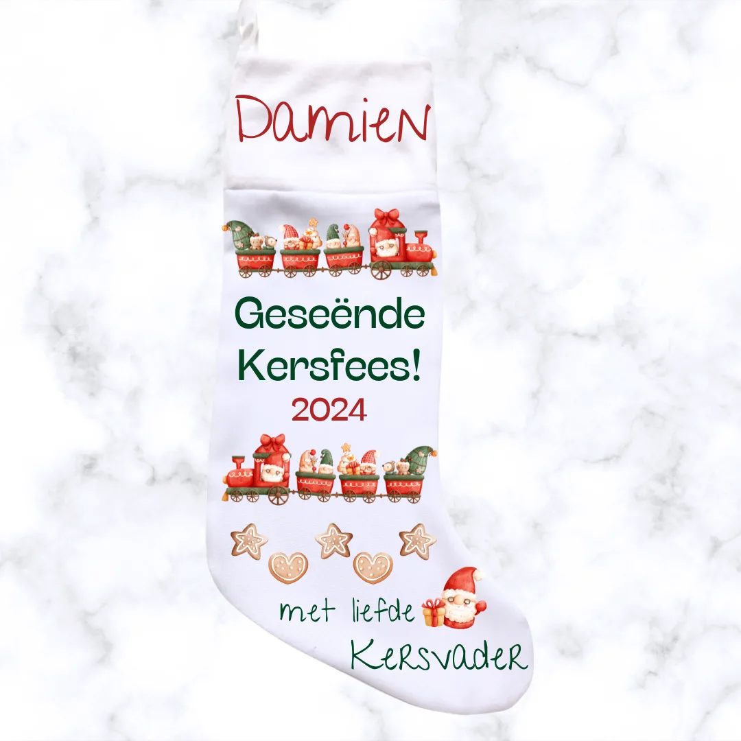 Santa's Train Christmas Stocking